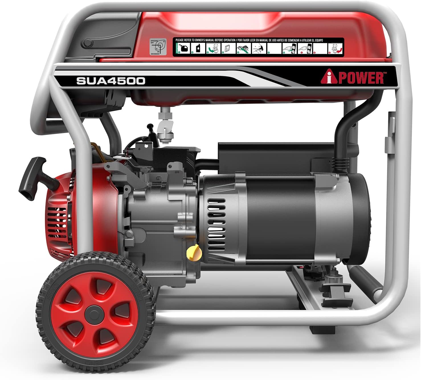 A-iPower SUA4500 4500 Watt Portable Generator Gas Powered Wheel Kit Included, EPA/CARB complied