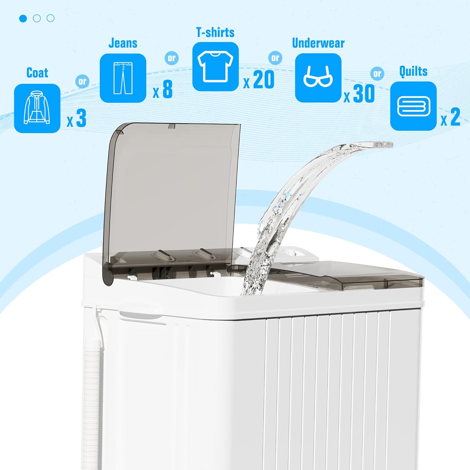 Superday Portable Washing Machine with Longer Hose, 28Lbs Compact Mini Washer and Dryer Combo,Twin Tub Washing Machine Laundry Compact Washer spinner Combo for Apartments RVs and Dorms(Grey)