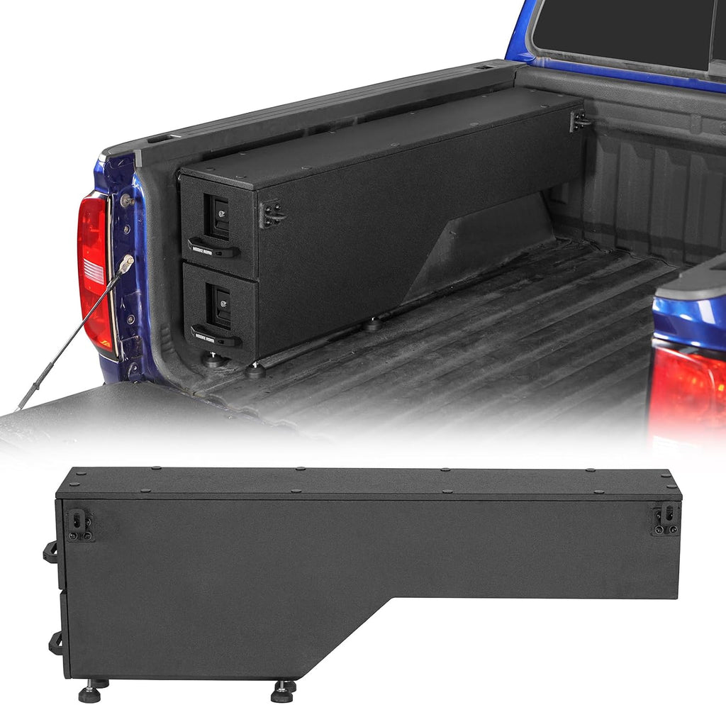 Hooke Road Colorado Truck Bed Wheel Well Tool Box for 2015-2022 Chevy Colorado & GMC Canyon (5'2' Bed), Sliding Lockable Truck Storage Drawer System