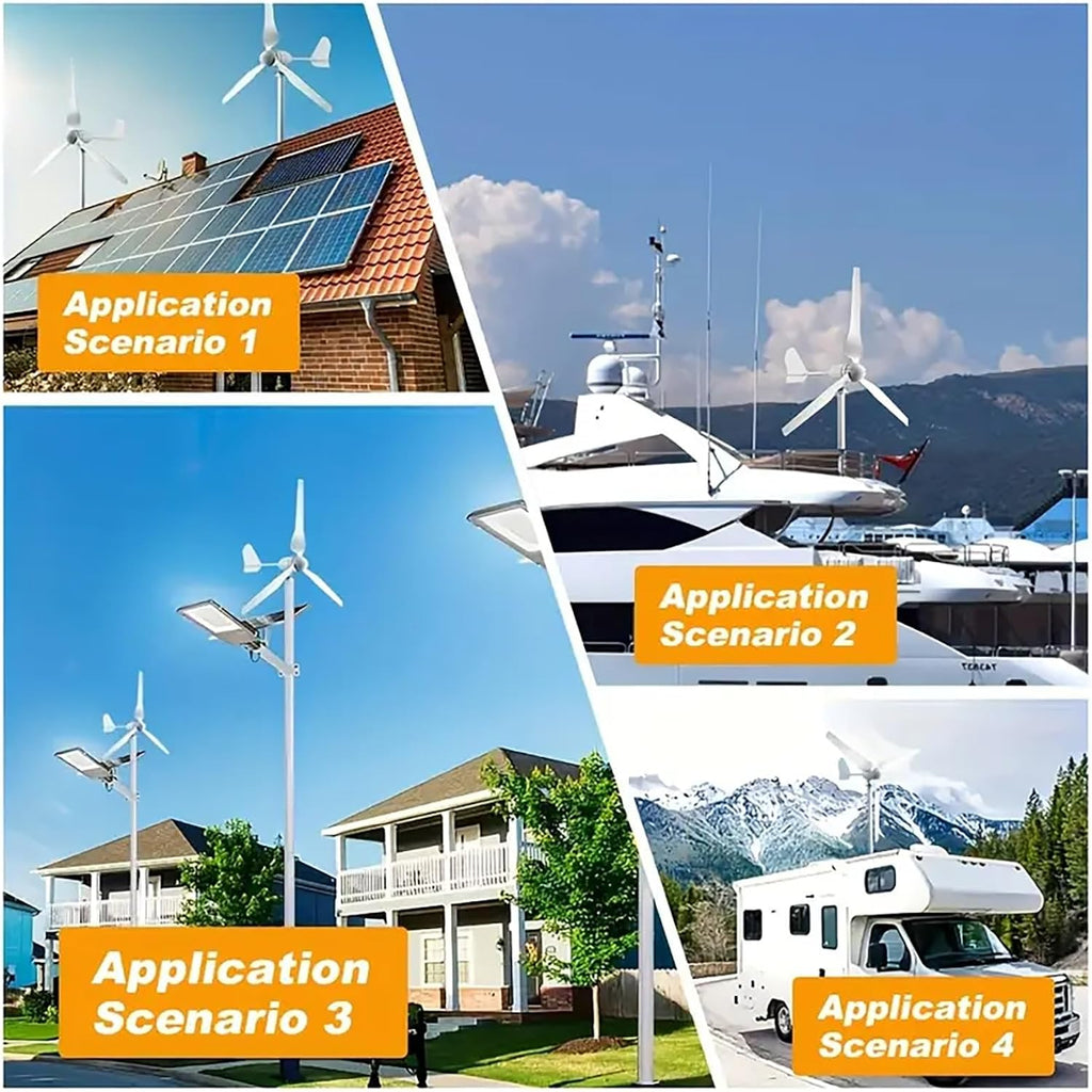 3000W Wind Turbine Generator Kit With MPPT Controller | 12V/24V/48V Permanent Magnet | Solar Complementary For Home/Street Lighting | IP67 Waterproof(24V)