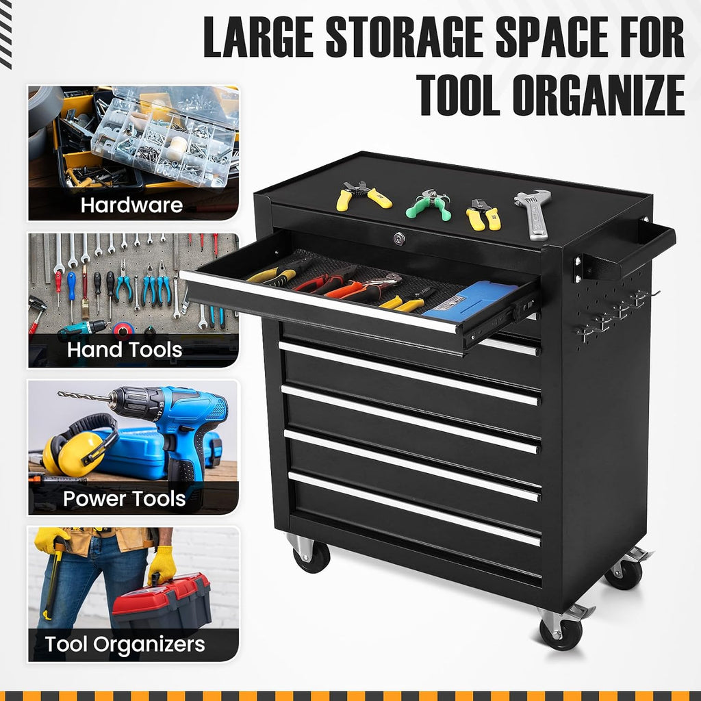 7-Drawer Rolling Tool Chest with Wheels,Tool Cabinet on Wheels with Keyed Locking,Multifunctional Tool Cart on Wheels,Tool Storage Organizer Cabinets for Garage,Warehouse, Repair Shop (Black)