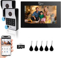 7-Inch Smart Video Intercom System,1080P HD Wired Doorbell with Touchscreen Monitor,Fingerprint, RFID & PIN Unlock,Tuya Smart App Control,Ideal for Homes, Villas & Apartments (2 doorbell + 1 Monitor)