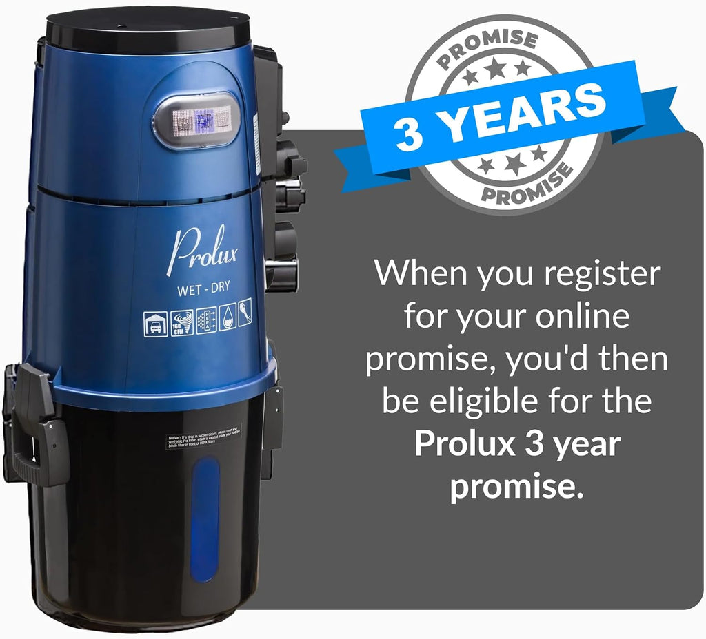 Prolux Professional Shop Blue Wall Mounted Garage Vac, Wet Dry Pick Up