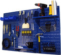 Wall Control Pegboard Organizer 4 ft. Wide Metal Pegboard Standard Tool Storage Kit with Blue Toolboard and Blue Accessories