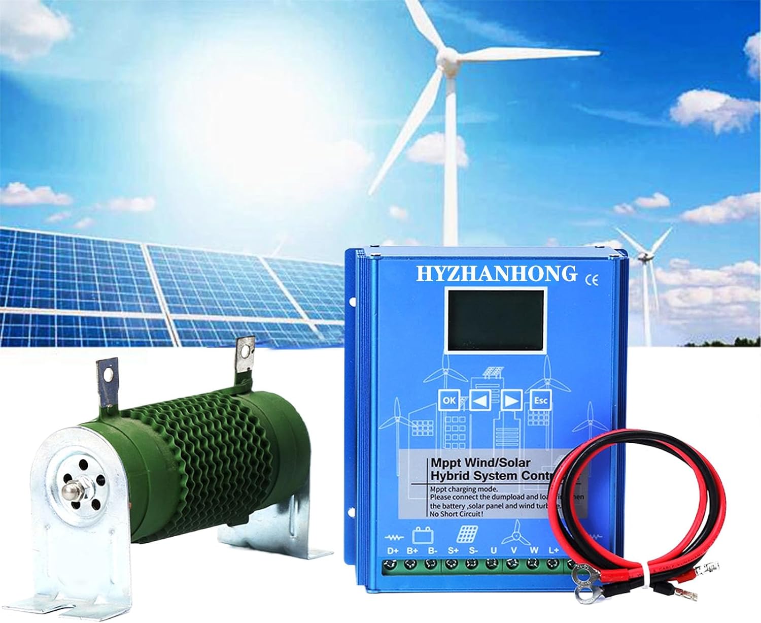 1500W-3000W Wind Solar Hybrid System MPPT Charge Controller with Dump Load Wind Turbine Generator Solar Panel 12V 24V 48V Auto Regulator,24v