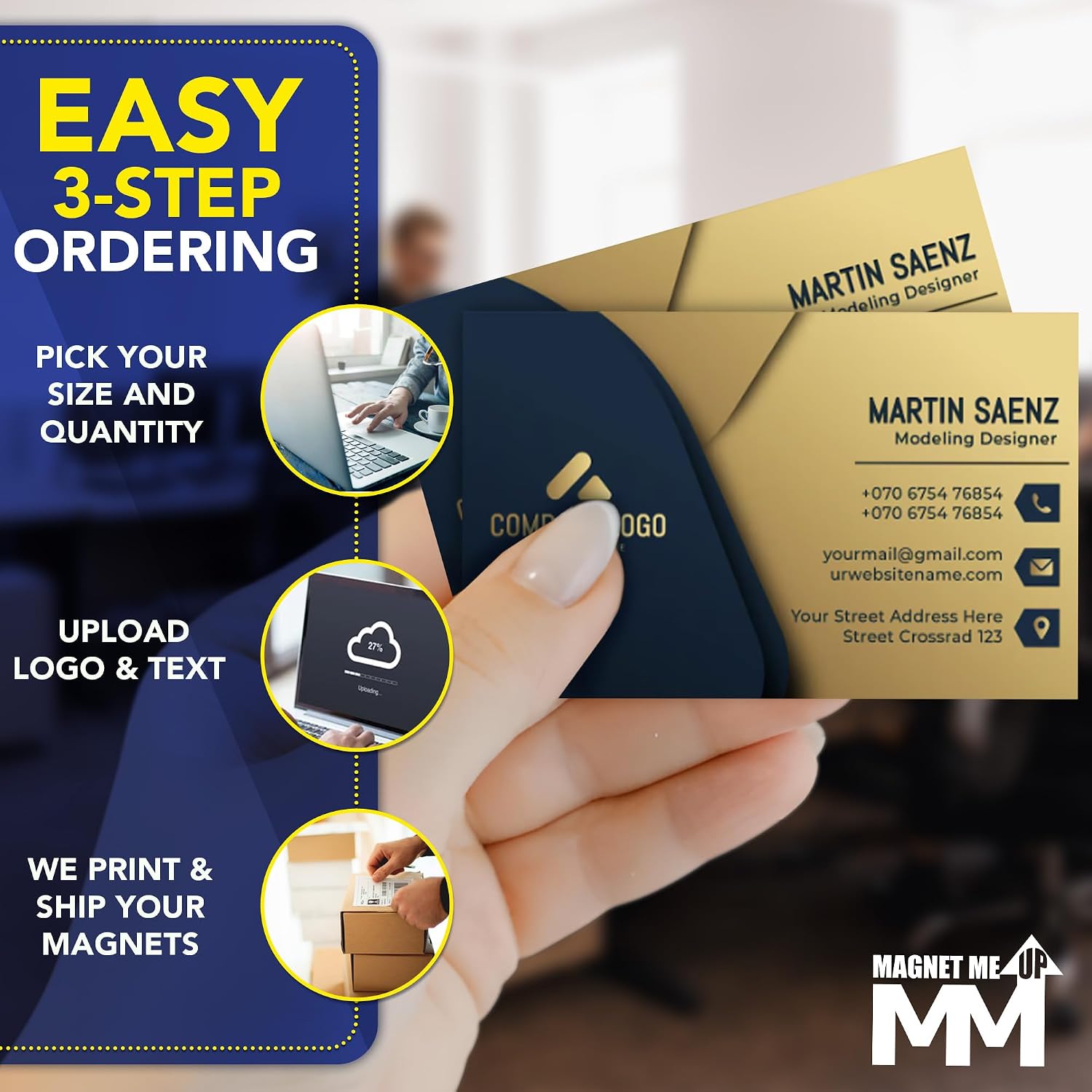Magnet Me Up Customizable Business Card Magnets 4.125 x 2.5-1000 Pack Heavy-Duty 30 Mil Thick for Strong Hold- Personalized Magnet for Business, Networking, Advertising & Branding, Made in USA