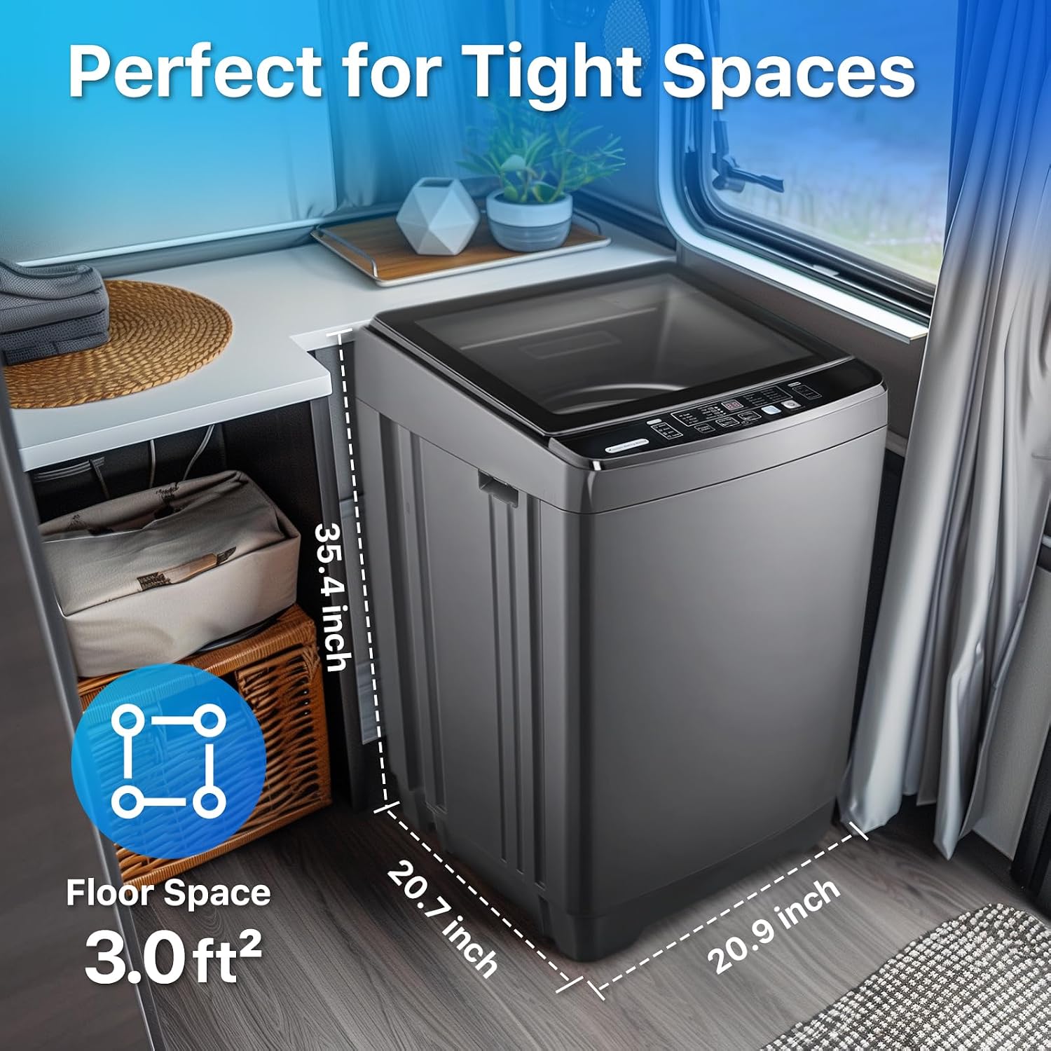 Anypro Washing Machines 27 LBS Full Automatic Clothes Washer and Spinner Combo with 10 Program and 8 Water Level, Laundry Wash Spin Dryer for Apartment RV Dorm, Grey