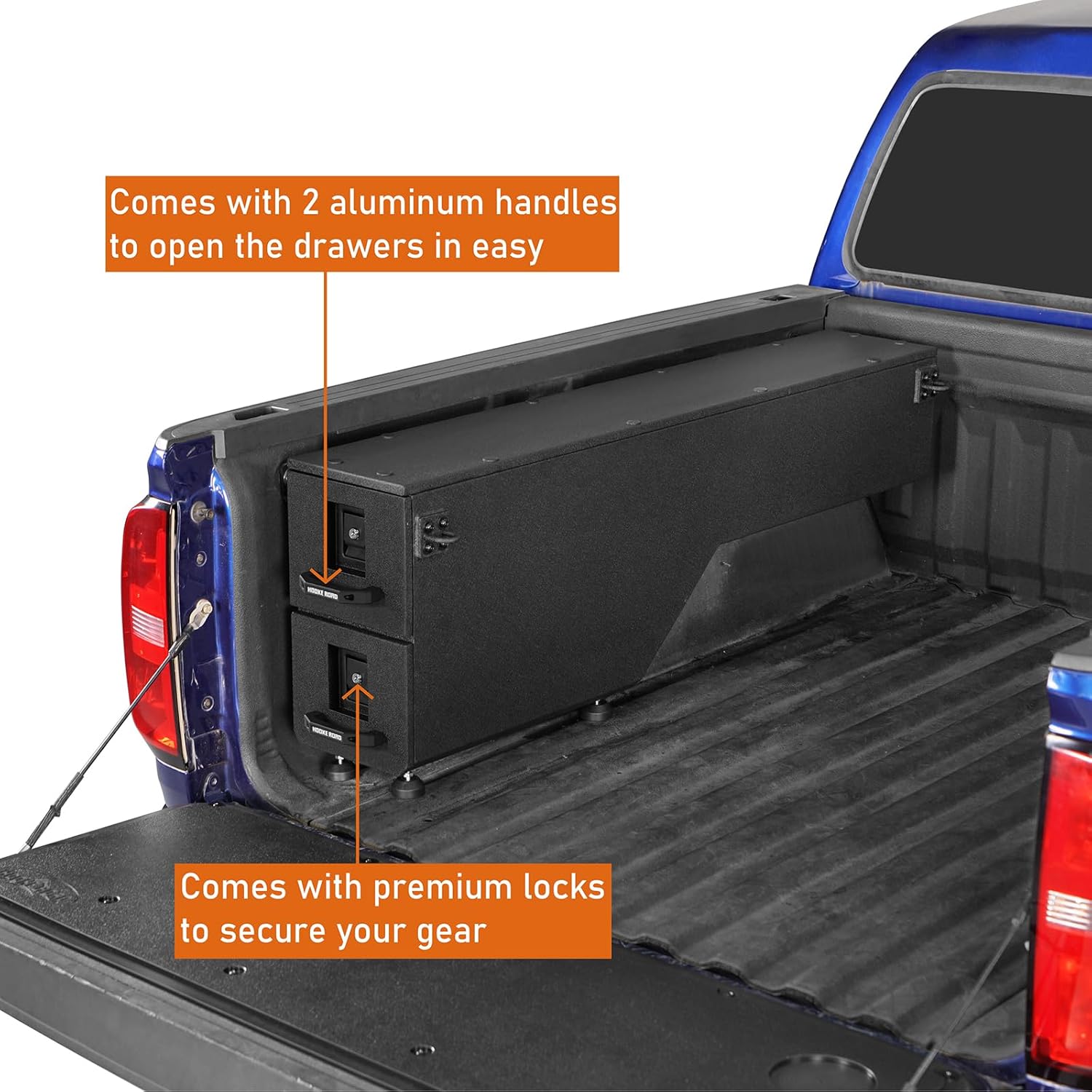 Hooke Road Colorado Truck Bed Wheel Well Tool Box for 2015-2022 Chevy Colorado & GMC Canyon (5'2' Bed), Sliding Lockable Truck Storage Drawer System