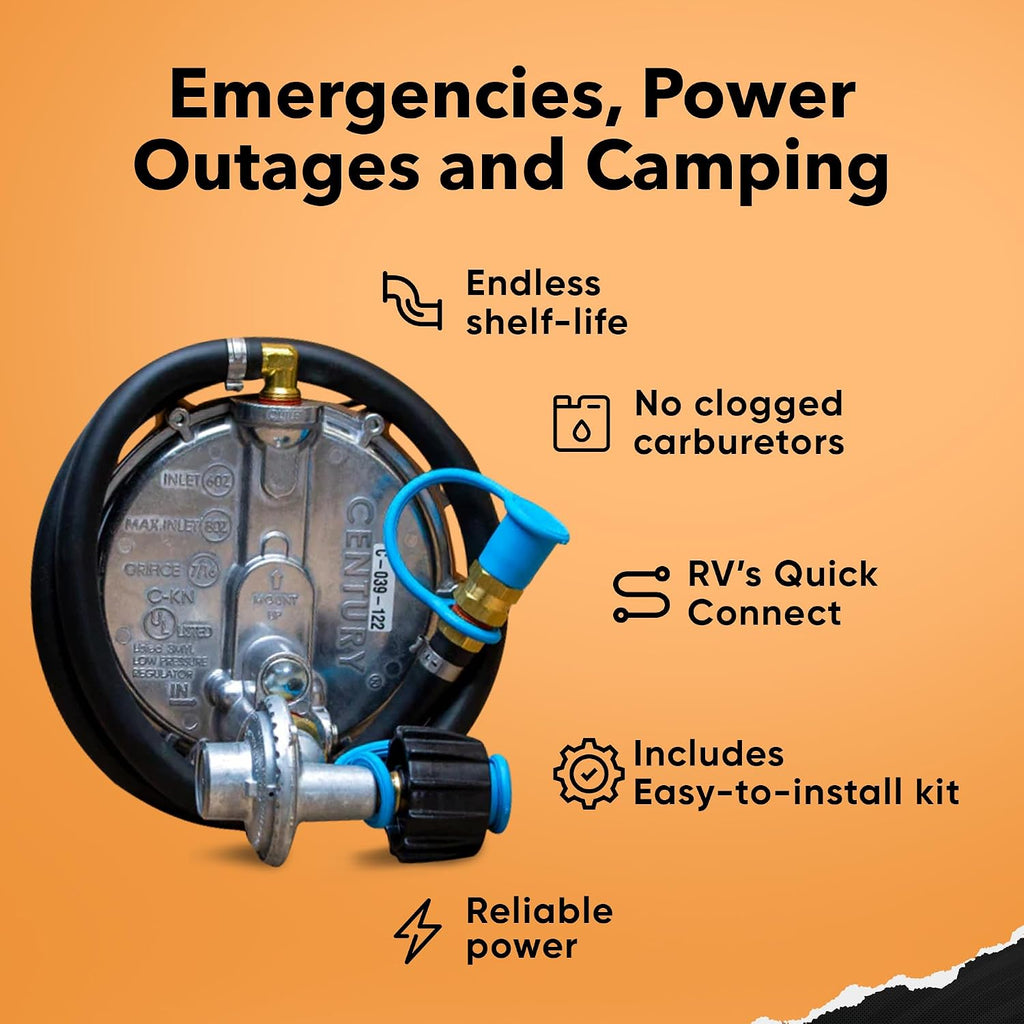 Hutch Mountain Generator Propane Conversion Kit Honda EU2000i - Dual-Fuel Conversion for Propane, Gasoline & Natural Gas - Portable Generator Backup Kit for Home Emergencies, Camping, and RVs