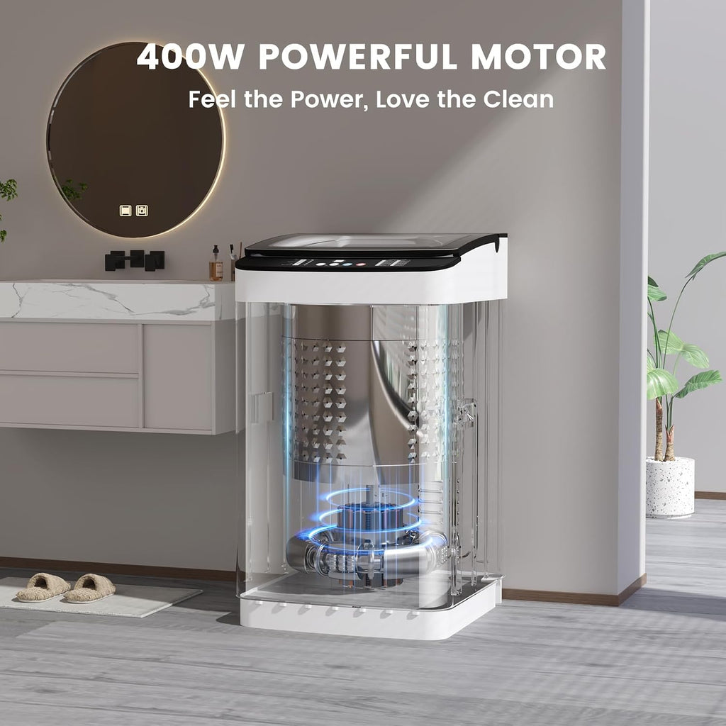 Zynkez 28lbs Portable Washing Machine, Fully Automatic Washing Machine with LED Display, 10 Wash Cycles, 26 Mins Quick Wash, 24H Delay Start, Large Washer and Spin Dryer Combo with Drain Pump for Home