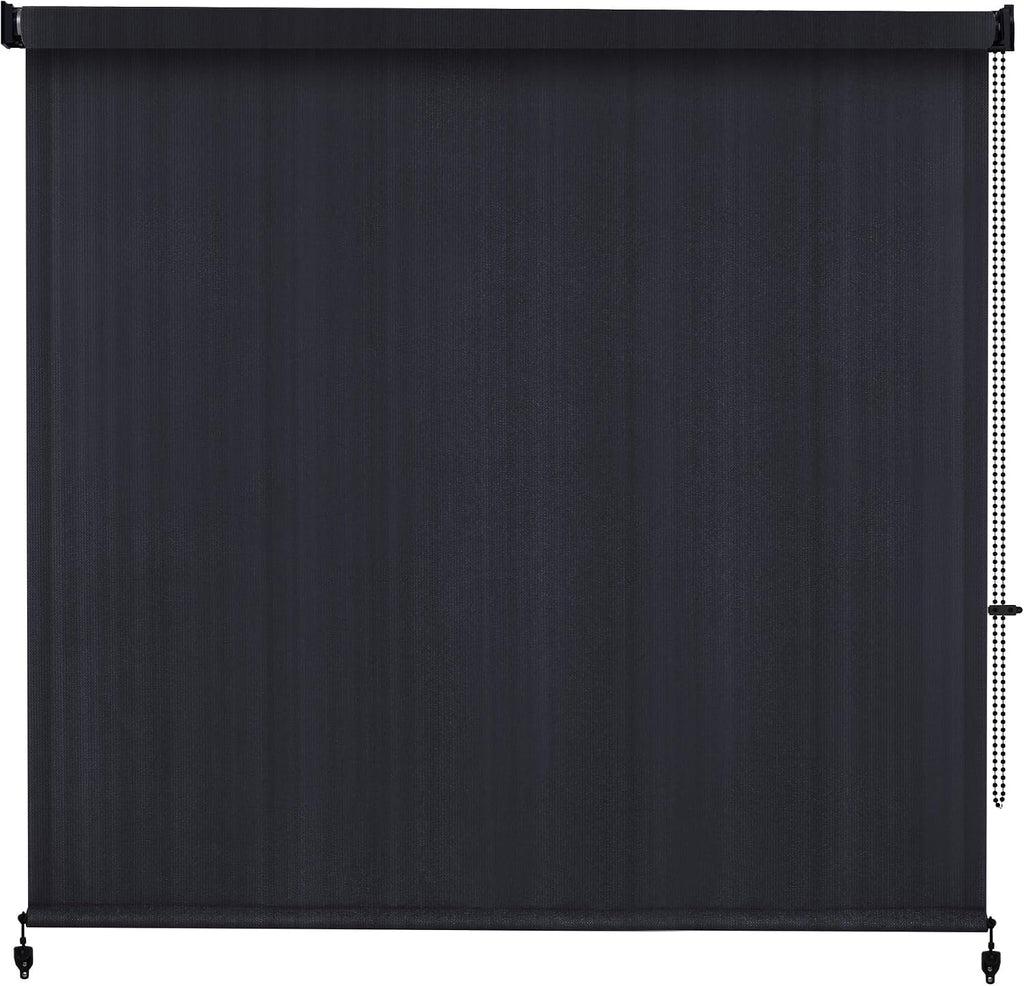 VICLLAX Outdoor Roller Shade (10' W×8' L), Patio Corded Roller Blinds, Exterior Roll Up Shade with Spliced Design for Patio Porch Gazebo, Graphite