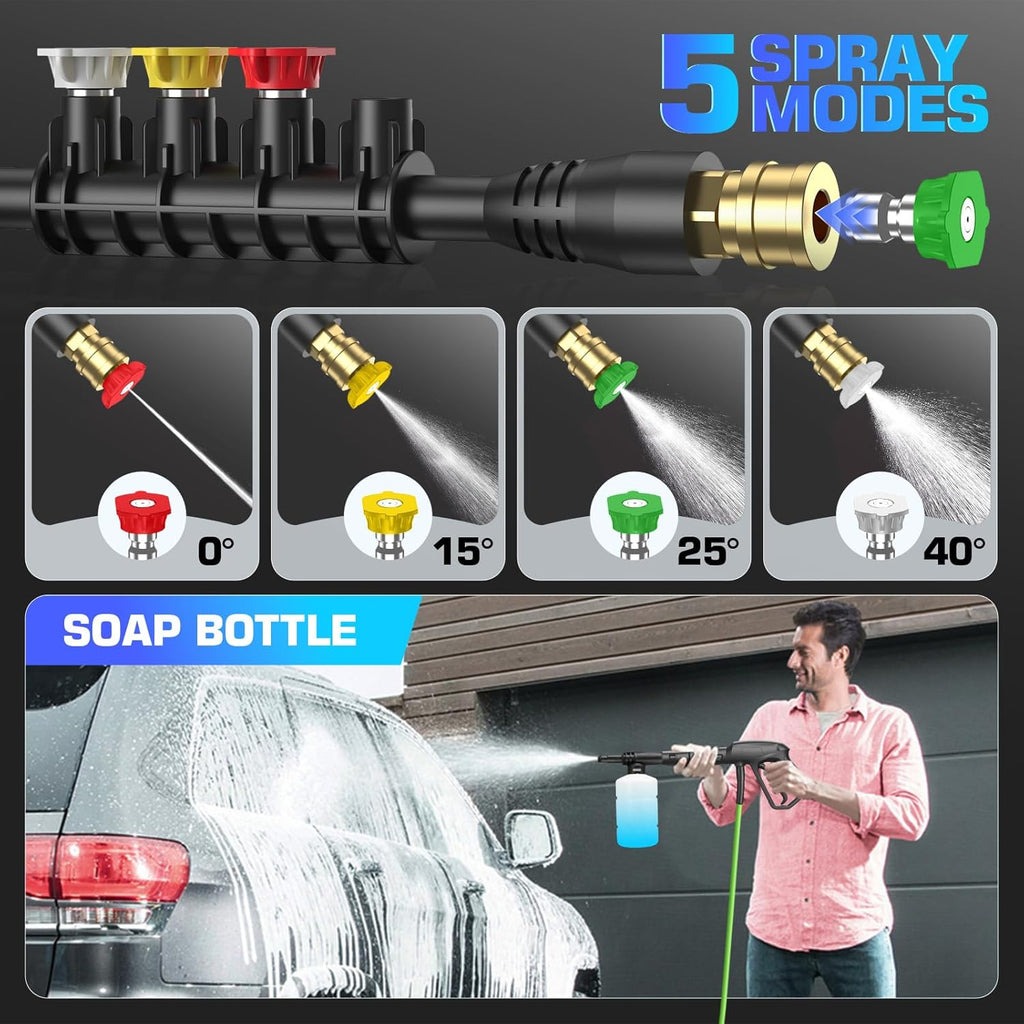 4800 PSI Electric Pressure Washer- 4.0 GPM High Power Washer with 33FT Hose Reel, 4 Spray Tips and Soap Bottle for Car Washing, Fence Cleaning, Patio Maintenance（Upgraded）(Green)