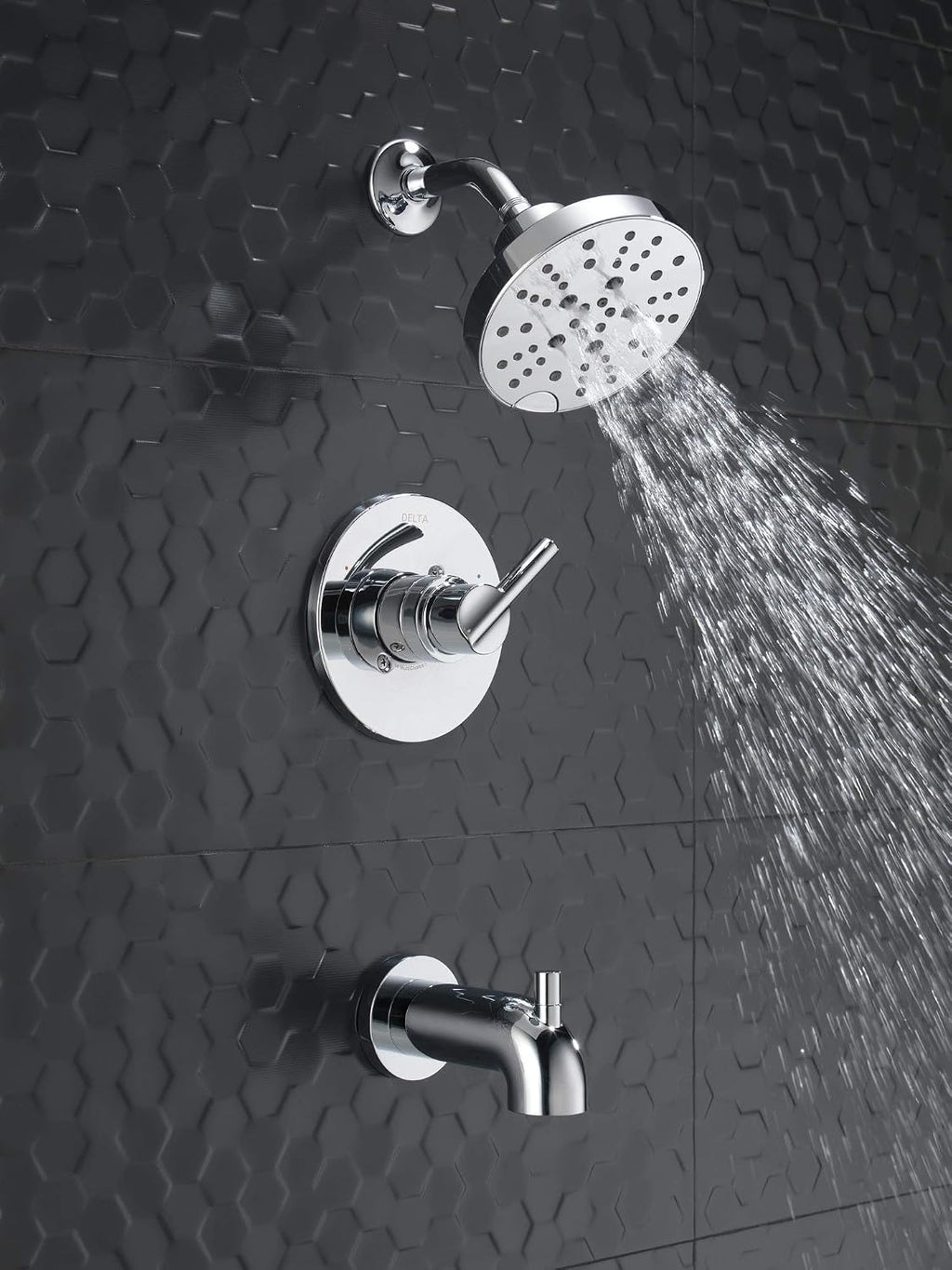 Delta Nicoli 14 Series H2Okinetic Bathtub and Shower Faucet Set, Chrome Shower Head and Handle Set, Valve Trim Kit, Chrome 144749 (Valve Included)