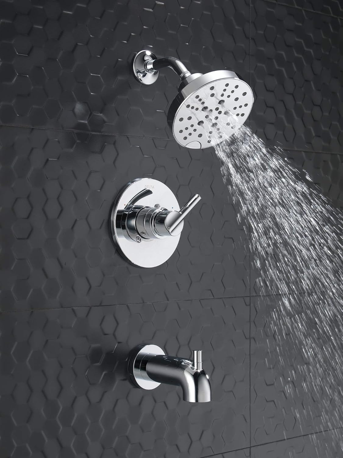 Delta Nicoli 14 Series H2Okinetic Bathtub and Shower Faucet Set, Chrome Shower Head and Handle Set, Valve Trim Kit, Chrome 144749 (Valve Included)