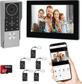 2-Wired Doorbell Camera with Monitor, Video Doorbell Intercom System with keypad,keypad video intercom with 1080P 7-inch Touch Screen, Tuya App Remote, Password Unlock, Waterproof, No Subscription