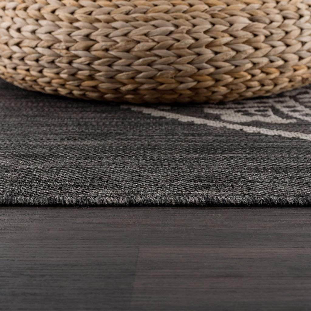 CAMILSON Outdoor Rug 8x10 Modern Area Rugs for Indoor and Outdoor Patios and Porches - Waterproof, Non-Shedding, Easy-to-Clean Outside Carpet (8 x 10, Medallion - Dark Grey/Light Grey)