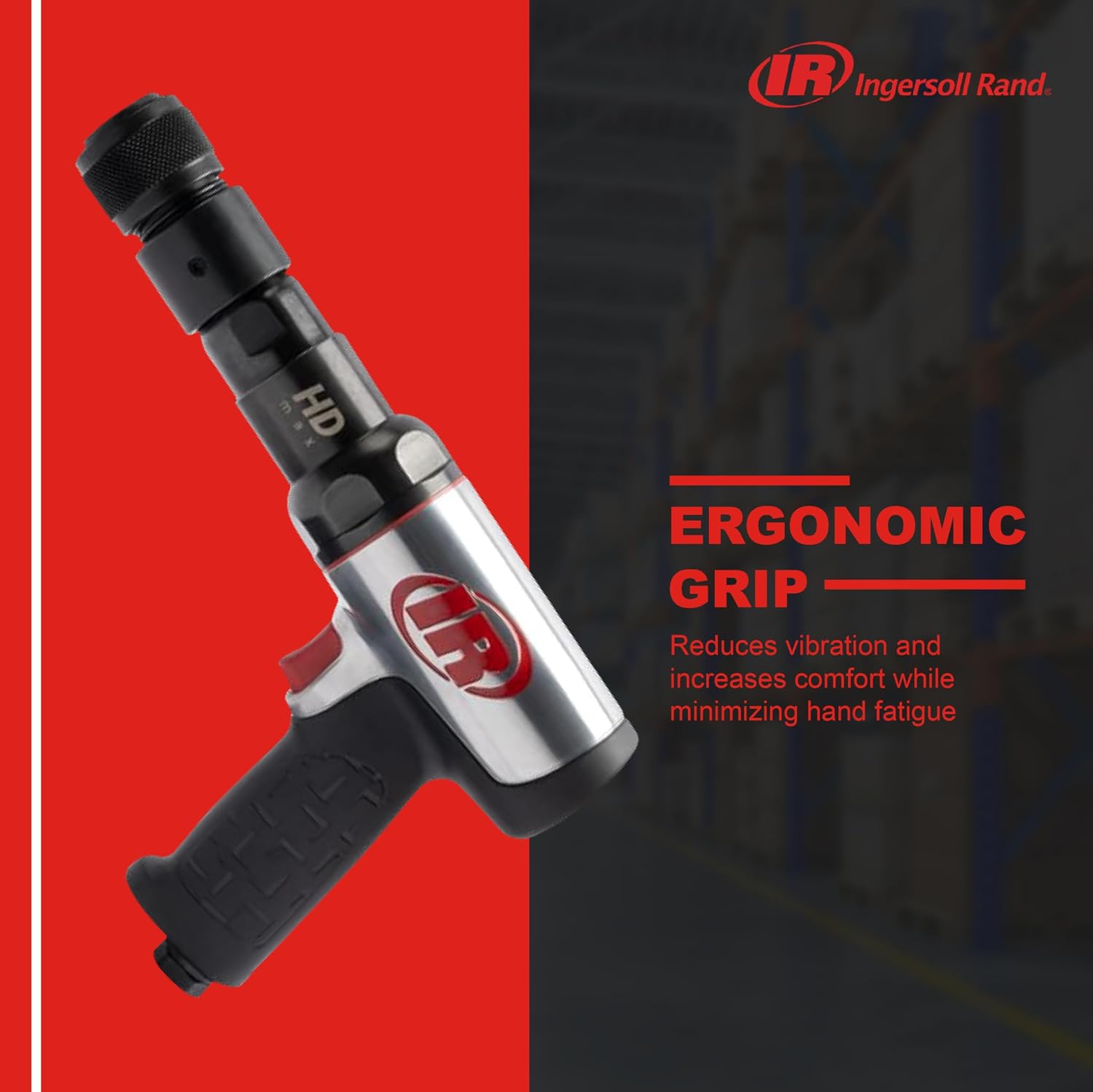 Ingersoll Rand 135MAXK Vibration Reduced Quick-Change Air Hammer 5-Piece Chisel Set, 2,600 BPM, 3' Stroke, Round Shank