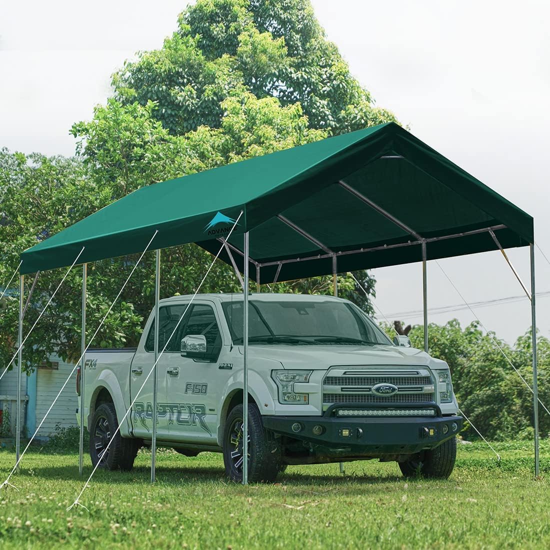 ADVANCE OUTDOOR 12x20 ft Canopy Garage Heavy Duty Carport Car Boat Shelter Party Tent, Adjustable Peak Height from 9.5ft to 11ft, Green
