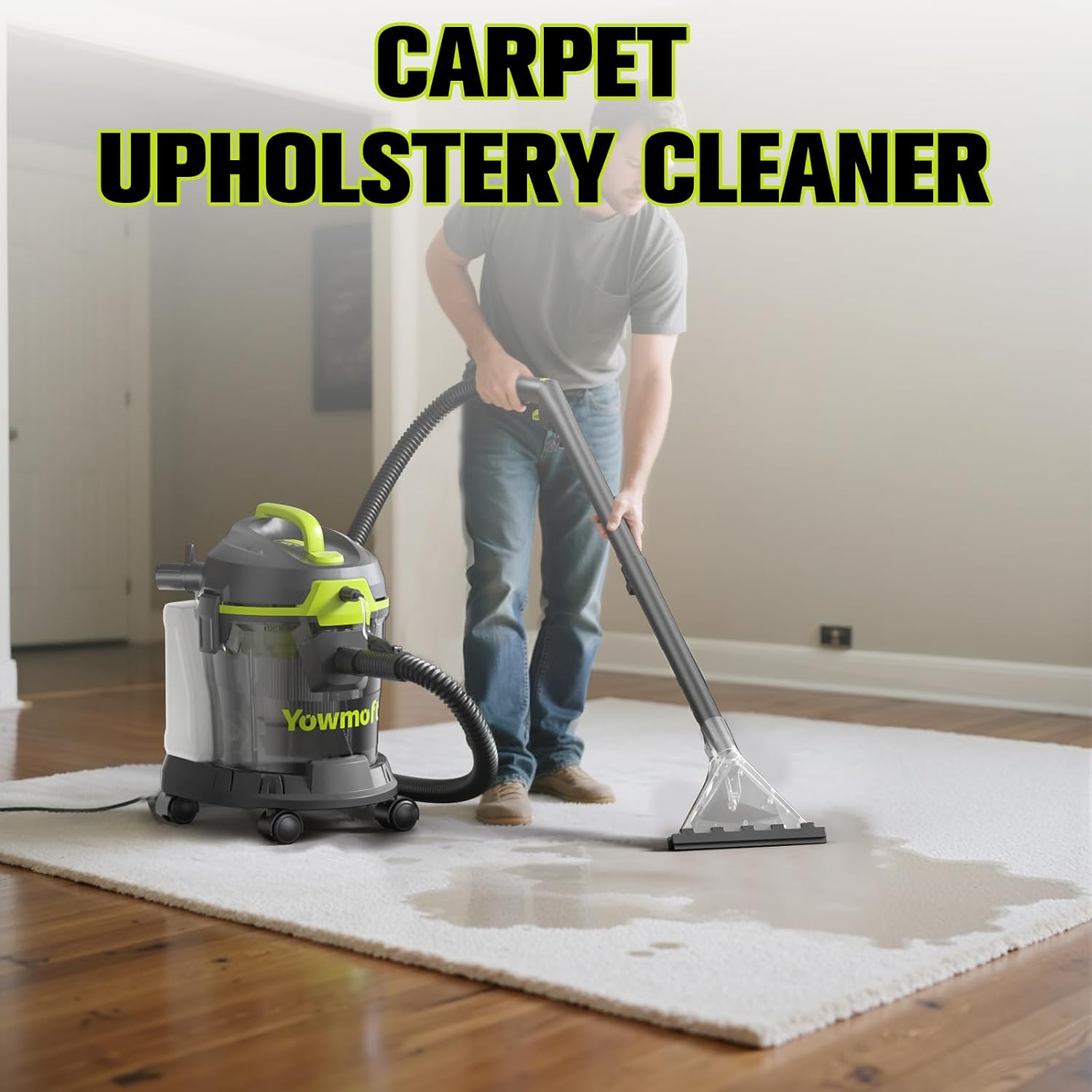 Extractor Vacuum Car Detailing, 4 Gallon Car shampooer Interior Cleaner, 5.5 Peak HP Wet Dry Upholstery Shampoo Vacuum Cleaner, 3 in 1 Carpet Extractor for Home/Shop (YDWM4-S)