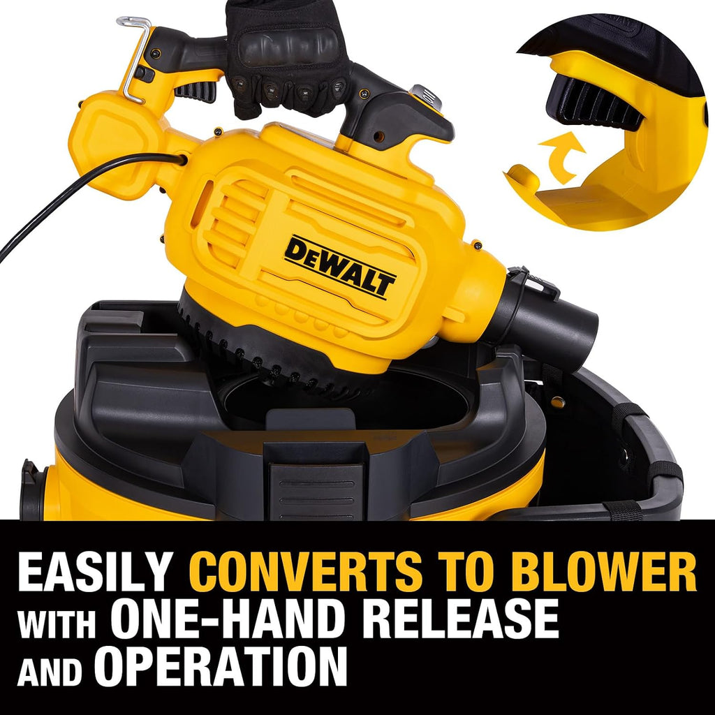 DEWALT Shop Vacuum Wet and Dry, 9 Gal 5 HP Shop Vac with Detachable Blower, Complete Full Set of Accessories & Storage Bag Design, Wet Dry Vacuum Cleaner for Garage Workshop Lawn Yard Patio, DXV209PC