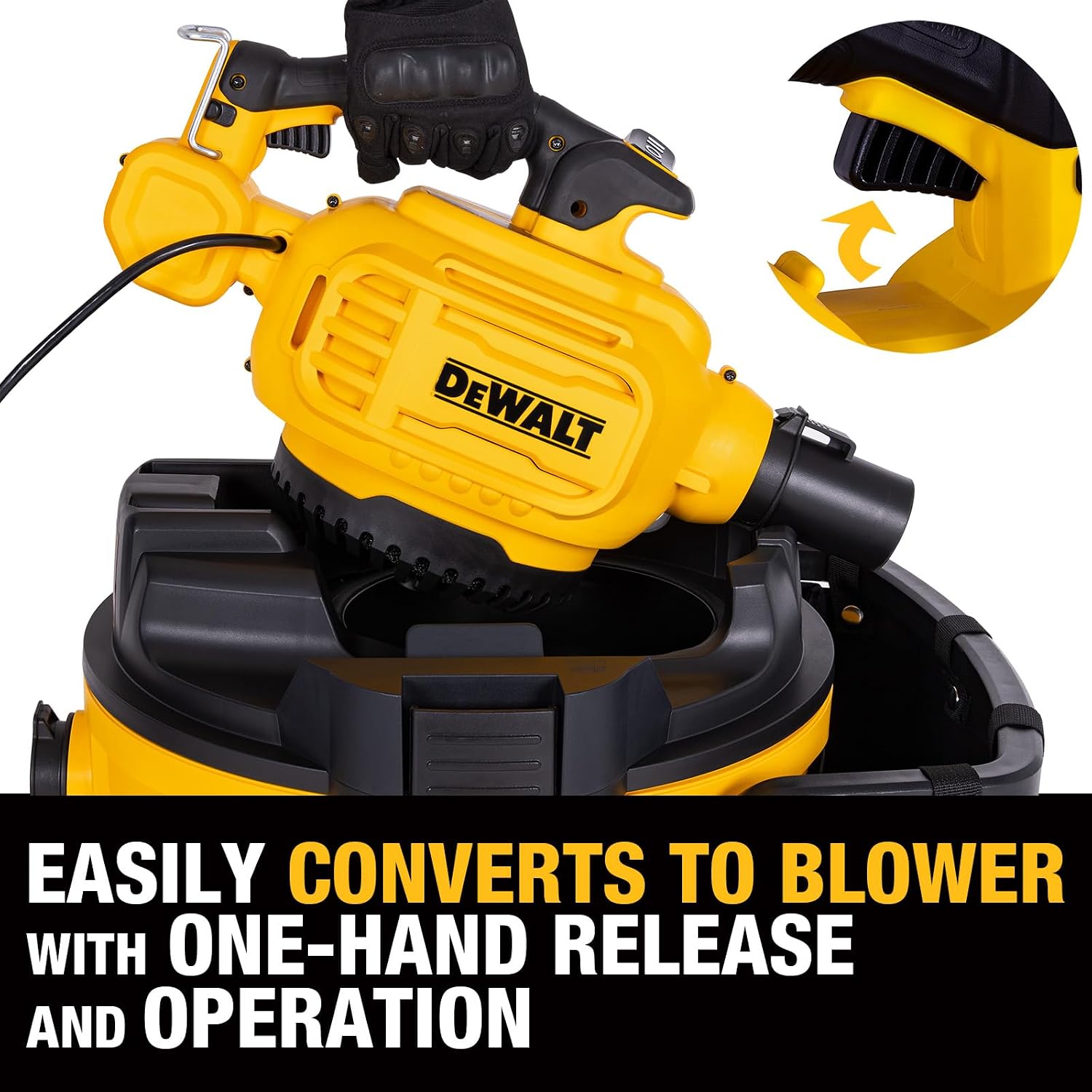 DEWALT Shop Vacuum Wet and Dry, 9 Gal 5 HP Shop Vac with Detachable Blower, Complete Full Set of Accessories & Storage Bag Design, Wet Dry Vacuum Cleaner for Garage Workshop Lawn Yard Patio, DXV209PC