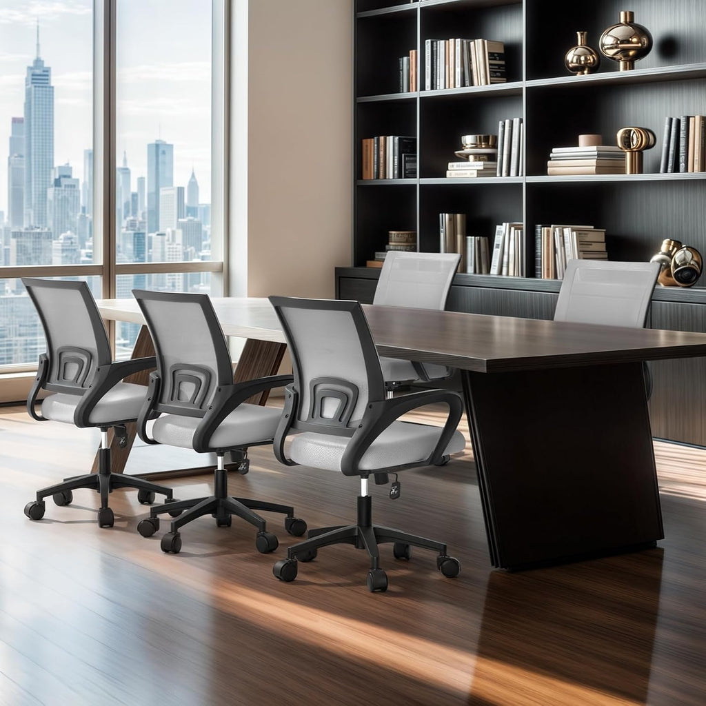 MoNiBloom Mesh Office Chair, Ergonomic Computer Chair for Adults, Rolling Swivel Mid-Back Desk Chair with Lumbar Support, Comfy Armrest for Home Office, Gaming, Light Gray 20 Pack