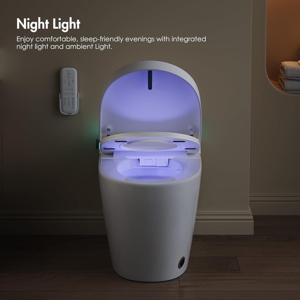 Smart Toilet, Eridanus One Piece Tankless Toilet with Bidet Built in, Foot-Sensor, Off-Seat Auto Flush, Adjustable Warm Water Sprayer, Air Dryer, Elongated Heated Seat, Power-Assisted Flush