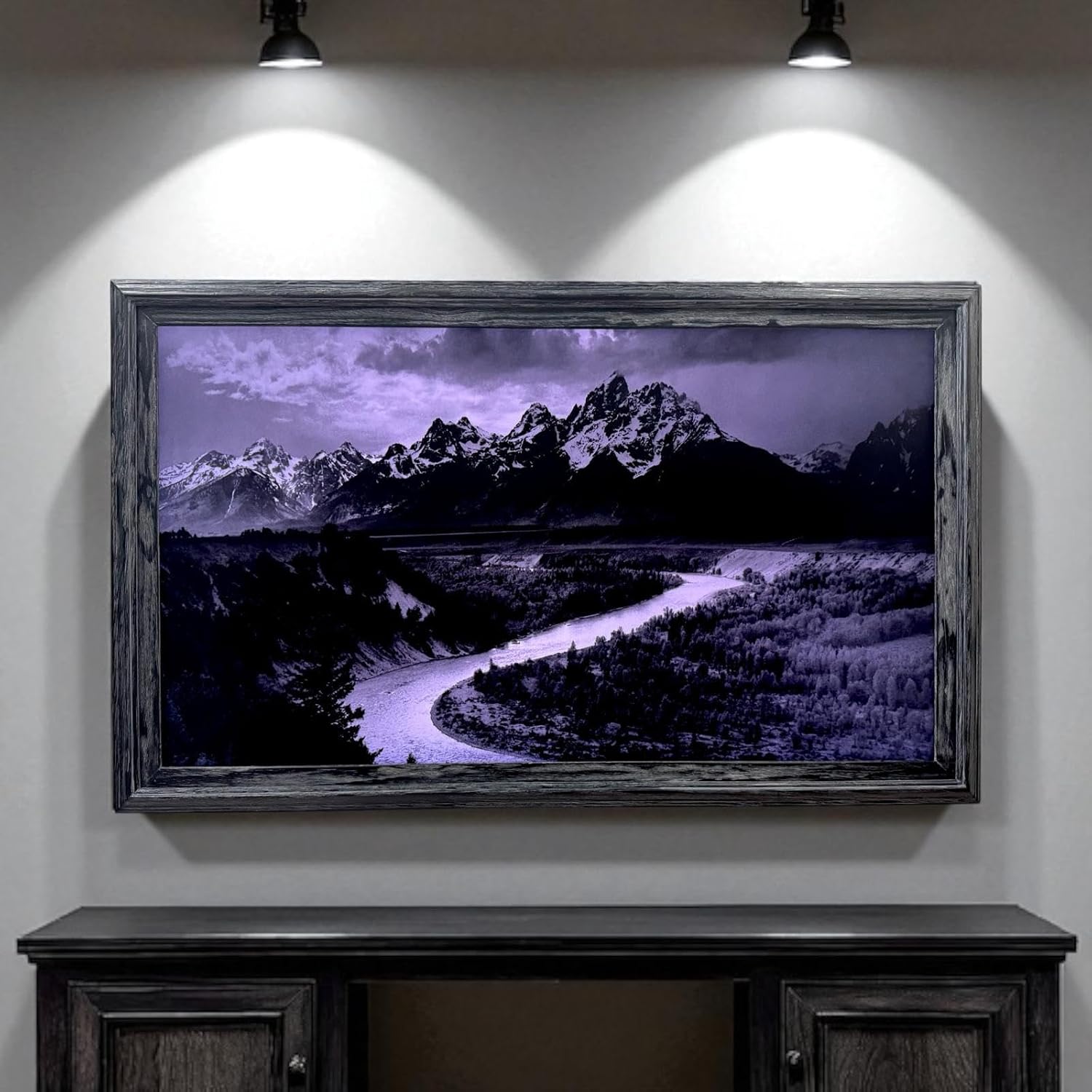32, 43, 50 & 55 Inch Handmade wood TV Frame for Samsung The Frame TV, Rustic Distressed Black finish (not for use with other models) (43 INCH)