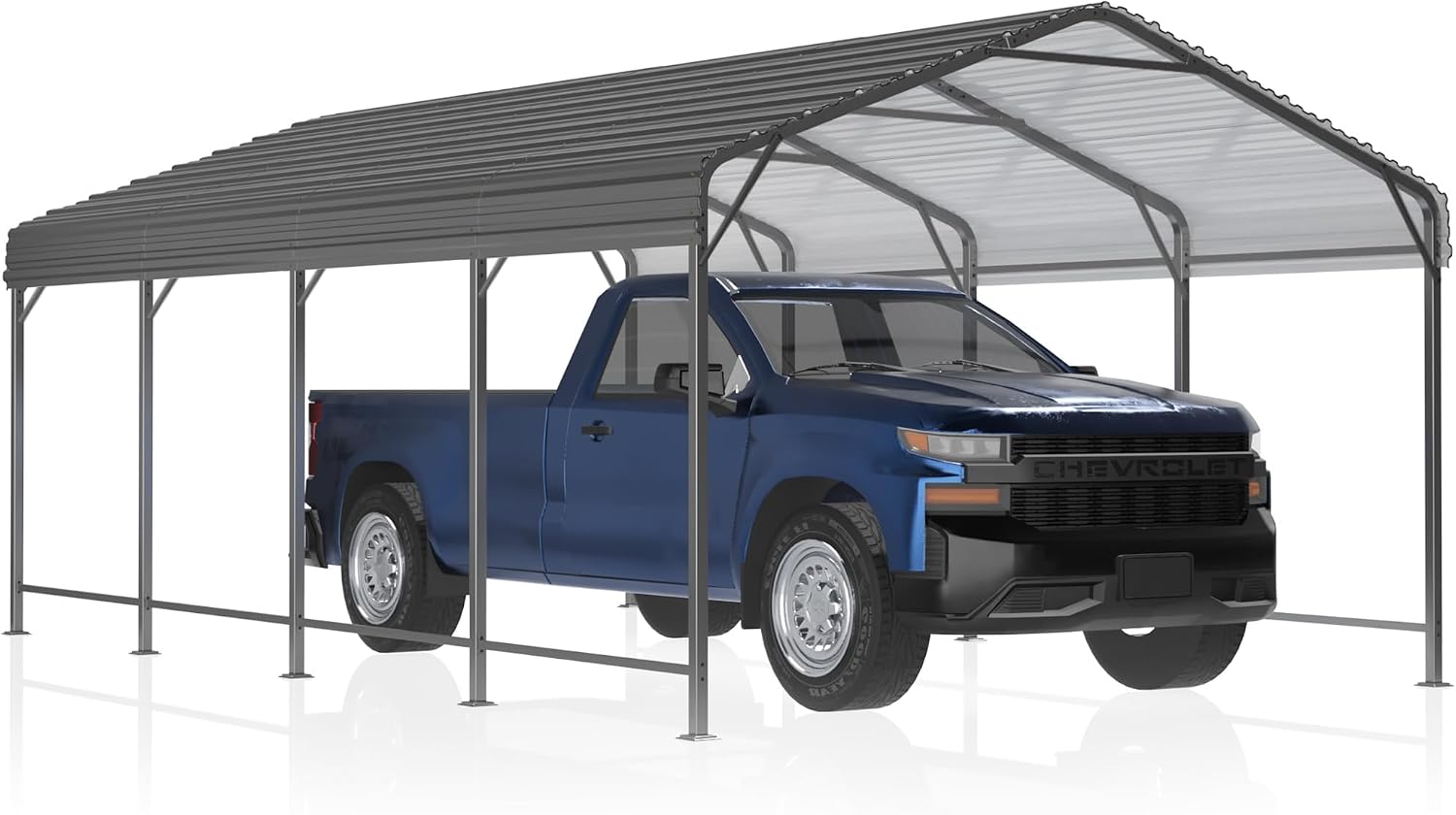 AIRWIRE 12x20 Metal Carport Canopy with Enhanced Base, Heavy Duty Car Port Garage, Outdoor Galvanized Car Shelter for Car, Boats and Truck