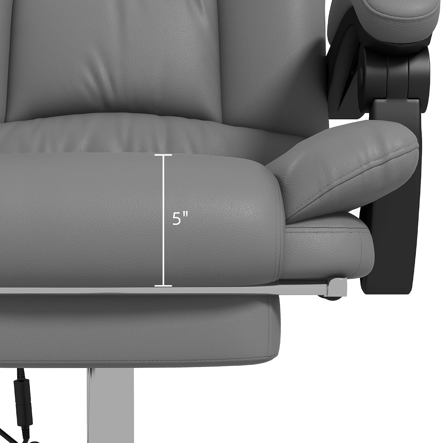 Vinsetto Executive Massage Office Chair with 4 Vibration and Heat, 3 Modes, PU Leather Swivel Chair with Adjustable Height, Reclining Back, and Footrest, Gray