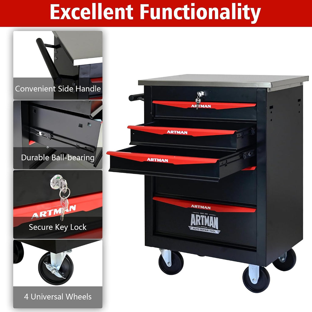 Campfun Tool Chest with Wheels 5 Drawers Rolling Tool Box, Metal Tool Cart with Extra 7 Tool Storage Boxes, Tool Chest Workbench Tool Storage Cabinet for Garage Workshop Warehouse Repair Shop
