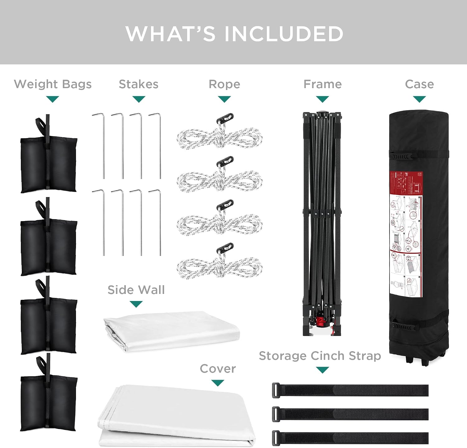 Best Choice Products 10x10ft Pop Up Canopy Tent with Sidewall, 1 Person 1 Minute Set Up, Carry Case, 4 Weight Bags - White