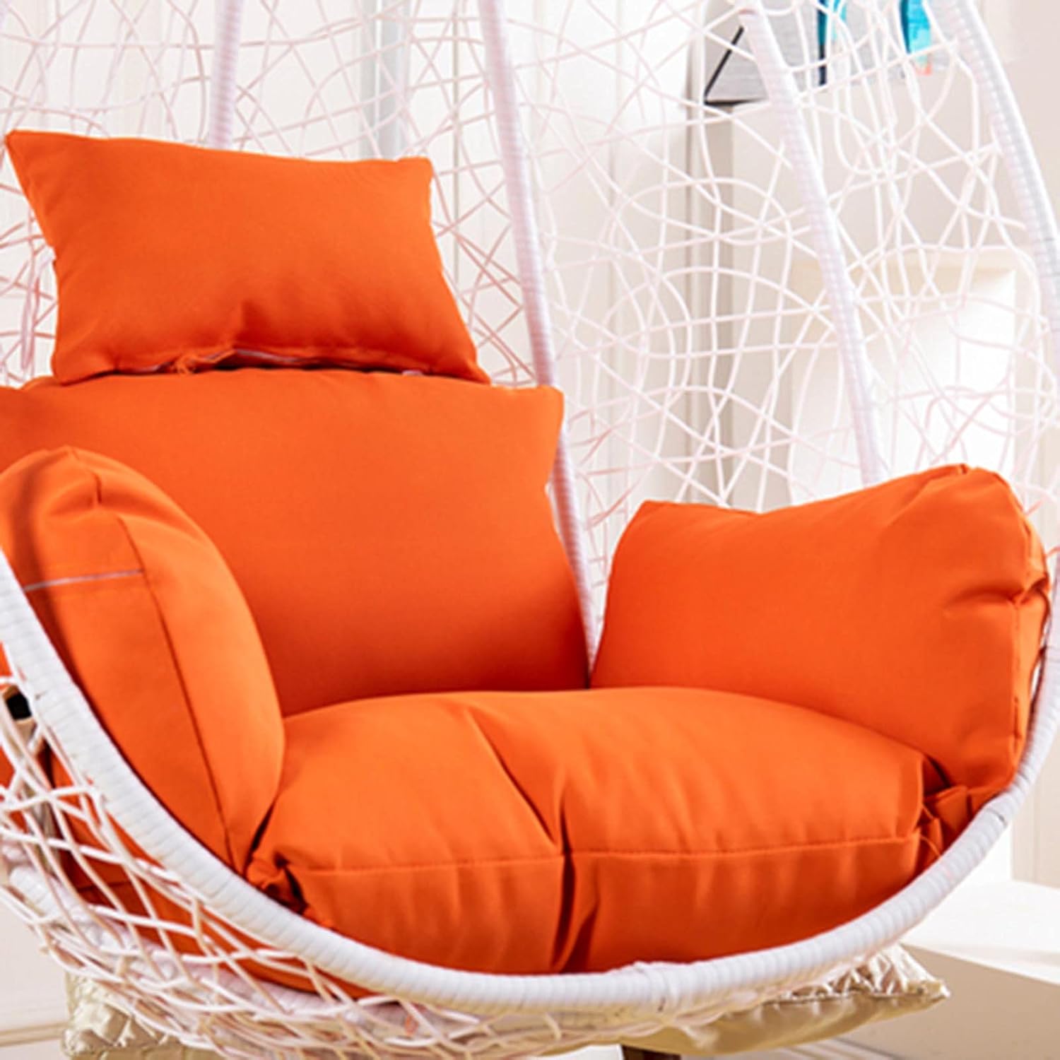 Thick Hanging Basket Chair Bench Cushion Pad，Egg Hammock Chair Swing Chair Seat Pad，Hanging Egg Chair Cushions，Soft Patio Hanging Chair Cushion Pad(Orange)