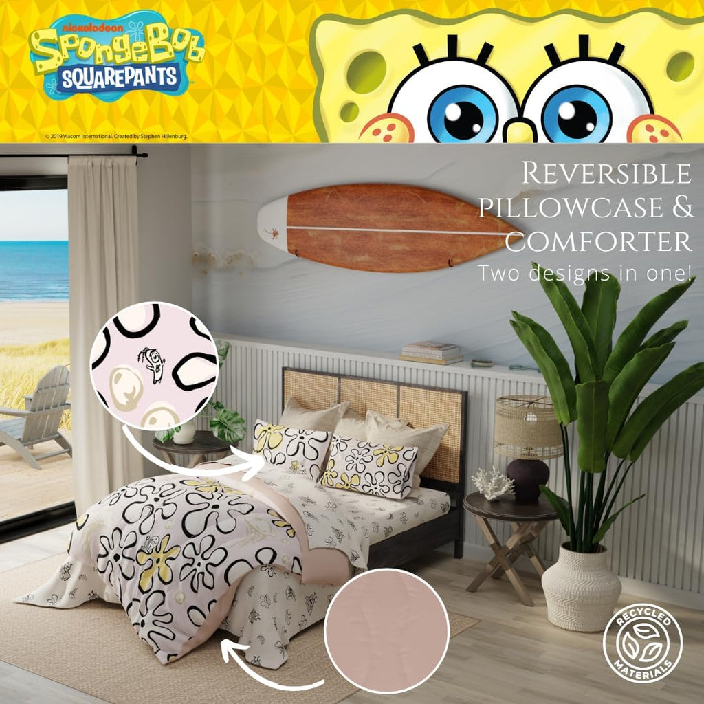 Collectibles Spongebob Squarepants Jellyfish Recycled Bedding 7 Piece Super Soft Reversible Comforter and Sheet Set, King, (100% Official Licensed Product) by Franco
