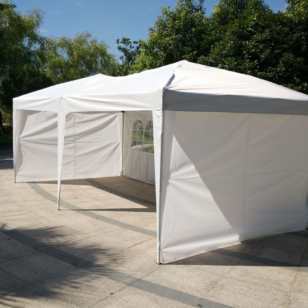 VINGLI 10X20 Feet Pop Up Canopy,Instant Tent,4 Removable Sidewalls,Folding EZ Up Canopy Tent,Patio Event Gazebo Beach Tent,UV Coated&Waterproof, Bonus Wheeled Carry Bag (White)