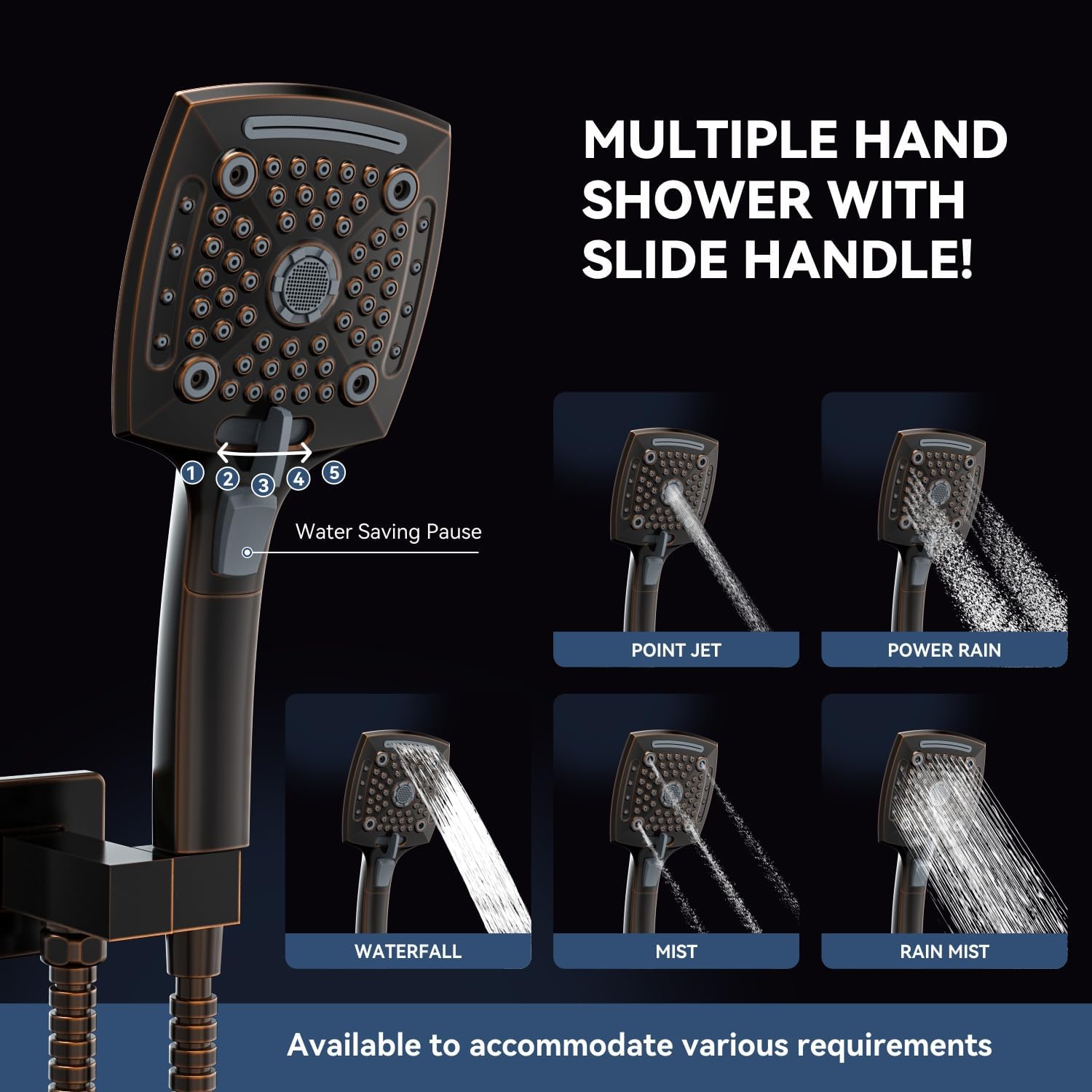 ELLO&ALLO Oil Rubber Bronze Bathroom Shower Faucet Set Mixing Valve and Trim Kit, Complete Shower System with Rough-in Valve