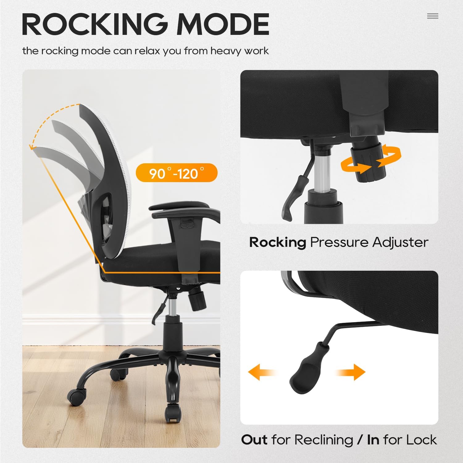 BestOffice Big & Tall Office Chair, 400 lb Capacity Mesh Desk Seating with Lumbar Support, Wide Seat, Adjustable Arms, Rolling Swivel High-Back Ergonomic Executive Task Model for Home Office, White