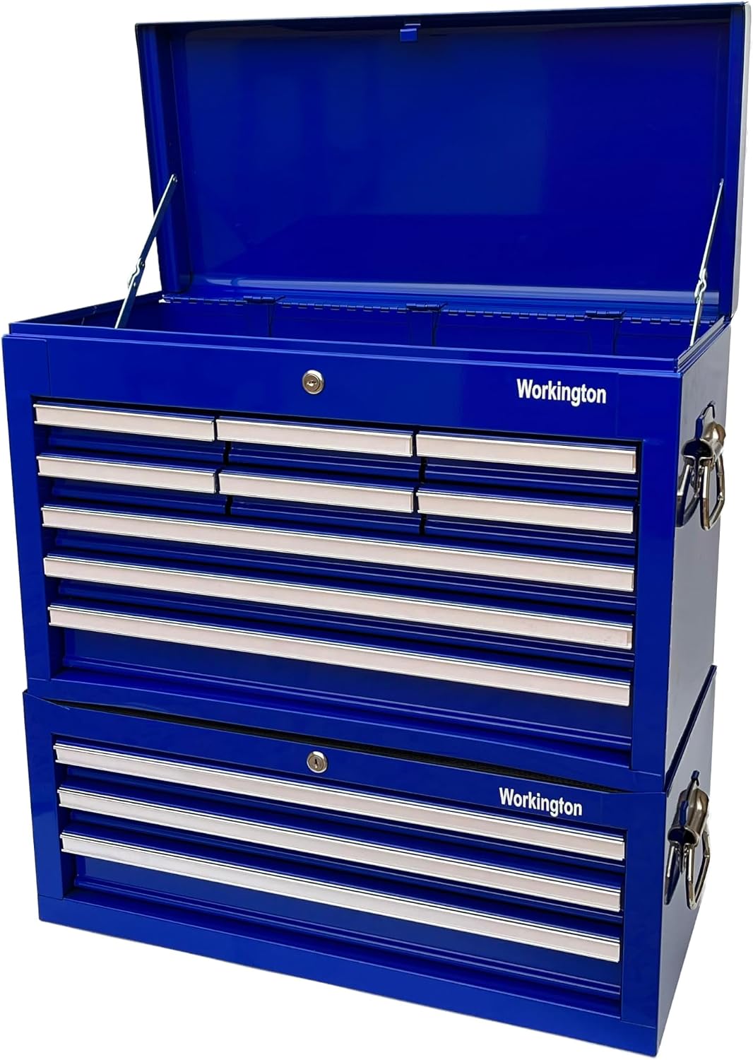 Workington Professional Industrial Portable Metal Tool Chest with 9 Drawers, 26' 9-Drawer Tool Chest Cabinet with Ball Bearing Drawer Slides, Steel Tool Storage Box Organizer 4016 Blue