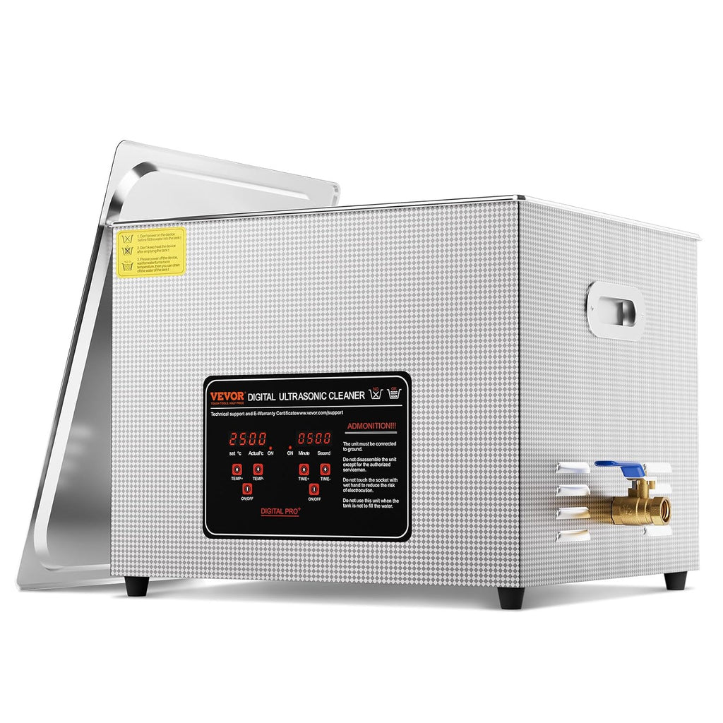 VEVOR Ultrasonic Cleaning, 15L Professional 360W Cleaning Machine with Timer & Heater, 40kHz Digital Ultrasonic Parts Cleaner with Basket for Watch Glasses Jewelry Retainer Industrial Parts Tools