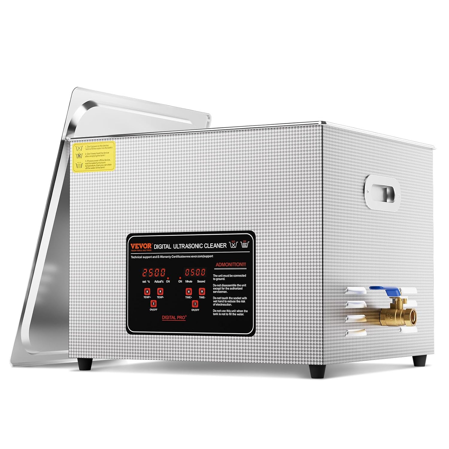 VEVOR Ultrasonic Cleaning, 15L Professional 360W Cleaning Machine with Timer & Heater, 40kHz Digital Ultrasonic Parts Cleaner with Basket for Watch Glasses Jewelry Retainer Industrial Parts Tools