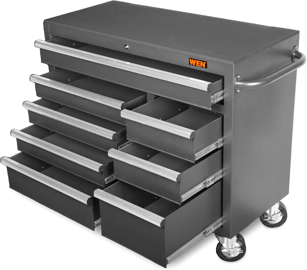 Wen 42-Inch Premium Rolling Tool Cabinet, Black, Heavy Duty 21-Gauge Powder-Coated Steel Construction (GG422B)