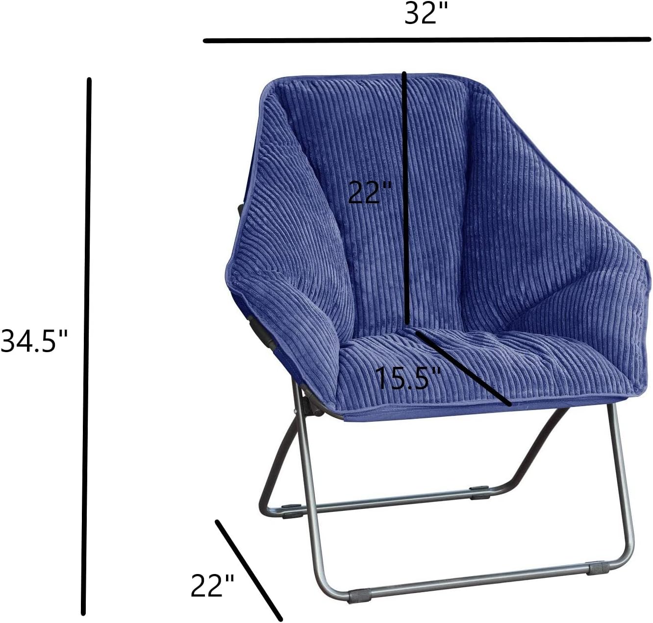 Zenithen Limited Foldable Hexagon Plush Indoor Portable Dish Folding Chairs, Perfect for Bedrooms, Dorm Rooms, and Living Rooms, Navy Blue (Pack of 3)