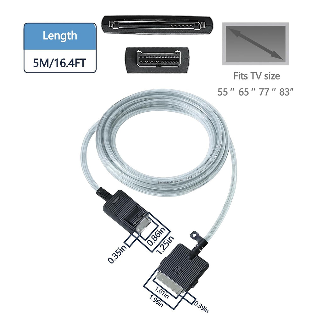 S95D/ S95F One Connect Cable 5 m/16.4ft Compatible with Samsung OLED TV S95D S95F Series (2024 Model QN55S95DAF QN65S95DAF QN77S95DAF,2025 Model QN55S95FAF QN65S95FAF QN77S95FAF QN83S95FAE),VG-SOCC05