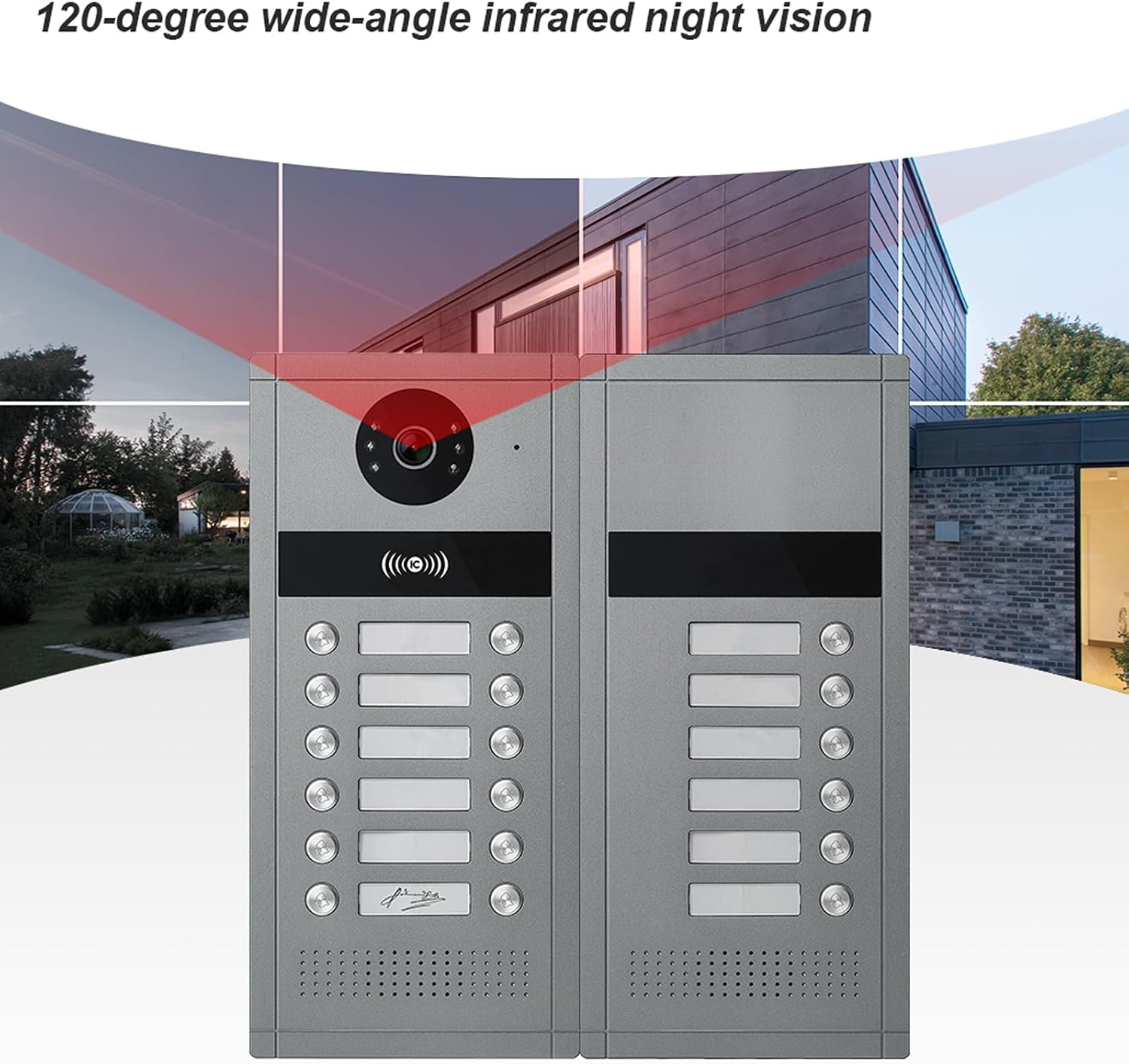 Wired Video Apartment Intercom System,6/12/18/24 Units 7 Inch Monitor 1080P Doorbell Intelligent Doorphone Kit with Motion Detection,Anti-Tamper Alarm,3 in 1 Unlock for Flat House,Tuya (18 Monitor)