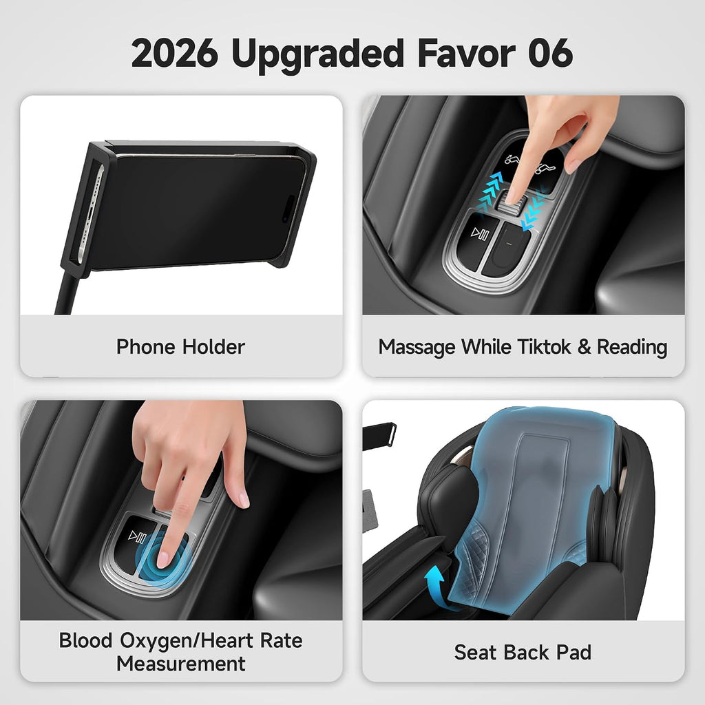 Real Relax Massage Chair Full Body with Unique Phone Controller, Zero Gravity 3D SL-Track Recliner with APP Control, Child Lock,Pause Button, Favor-06, Black
