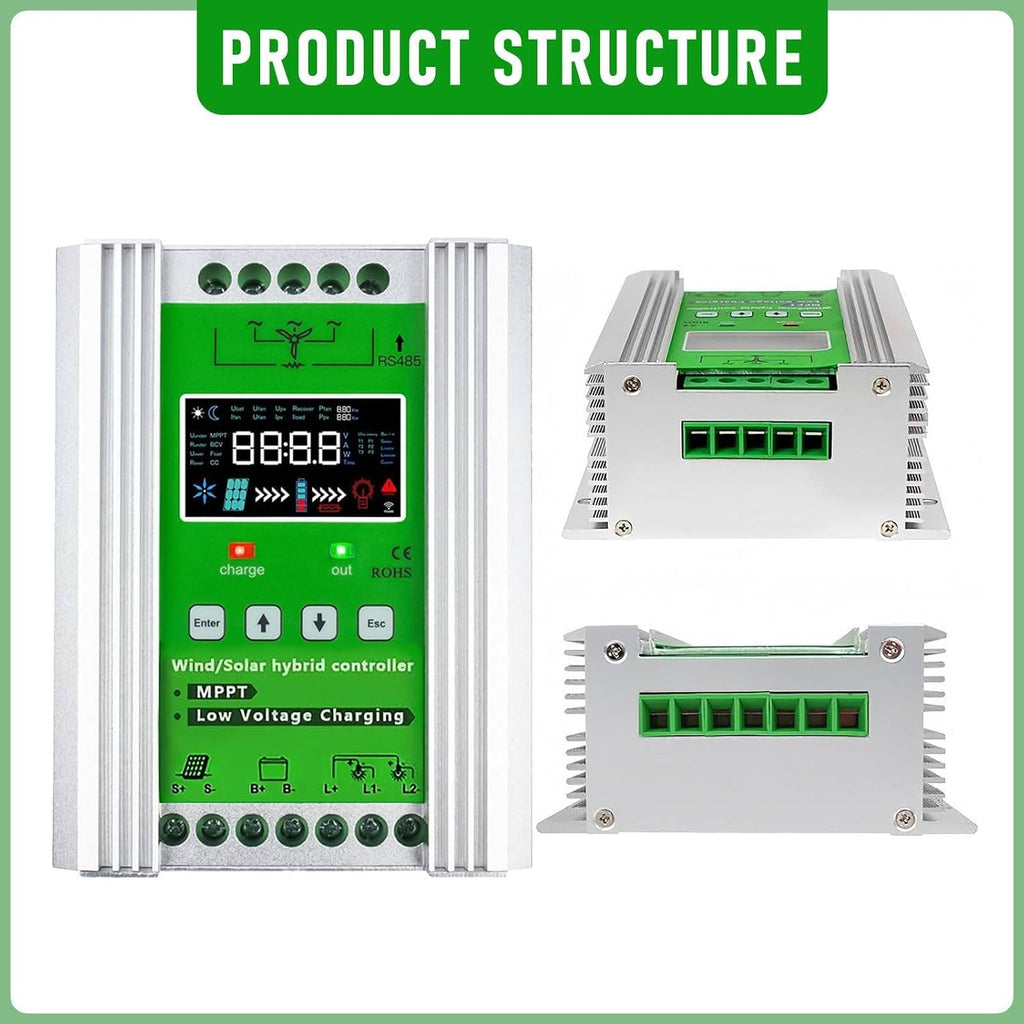 MPPT Wind Solar Charge Controller 12V/24V/48V Solar Hybrid Boost Controller for Wind Generator Solar Panel, Wind Turbine Generator 8000W