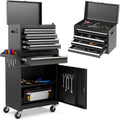 Rovibek Rolling Tool Chest, 5-Drawer Rolling Tool Chest with Detachable Top Toolbox, Lock Bar, Tool Rack, Metal Tool Box for Garage Workshop Warehouse, Black