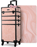 BYOOTIQUE 4in1 Rolling Makeup Case with 4 Pull-Out Trays, Easy Access Cosmetic Organizer with Wheels for Makeup Artist,Lockable Latches for Secure Storage,CoyoteButtes Dusk