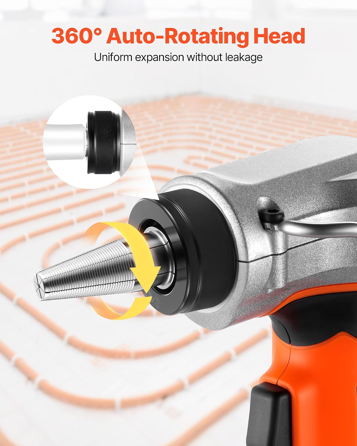 VEVOR Cordless Tube Expander, 20V Max Electric Tubing Expansion Tool for 1/2', 3/4', 1' PEX-A Pipes, 22000RPM Pipe Expander with 3 Expanding Head, 2pcs 2AH Battery, Fast Charger & Carrying Case