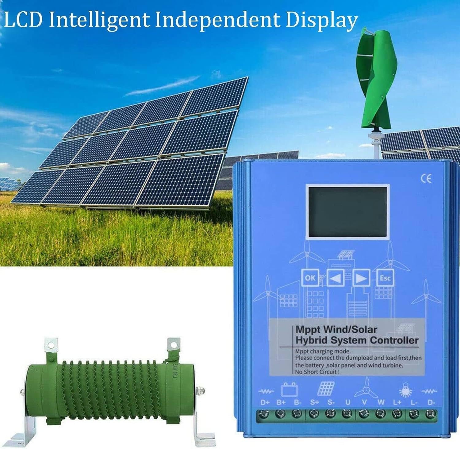 12v/24v/48v Mppt Boost Charging Multifunctional Wind Solar Controller,Digital Intelligent Regulator,Wind Generator,Mppt Charge Boost Controller,12V-5000W